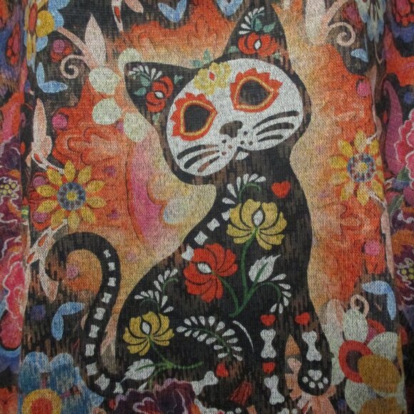 Energe NEW top colorful cat print, 3/4 sleeves lightweight & stretchy size 2x - Picture 4 of 8